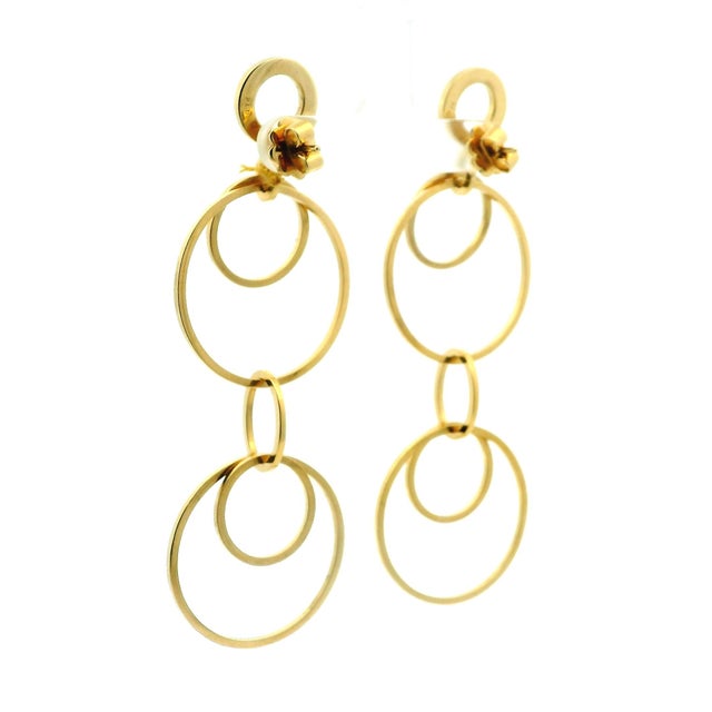 Metal 1980s Pair of itlaian Aletto Brothers 18k Gold Long Link Drop Earrings For Sale - Image 7 of 13