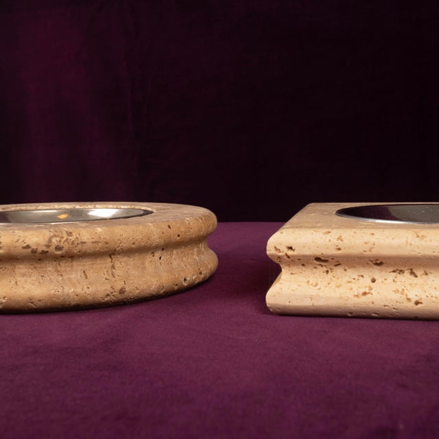 Vintage Italian Travertine Ashtrays, 1970, Set of 2 For Sale - Image 9 of 18