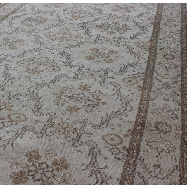 Textile Vintage Turkish Oushak Carpet With Ivory Ground by Keivan Woven Arts For Sale - Image 7 of 9