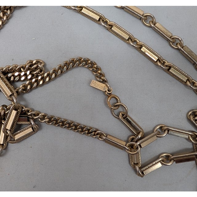 Vintage 1949 Signed Monet Goldtone Perfume Charms Sautoir Necklace For Sale - Image 11 of 14