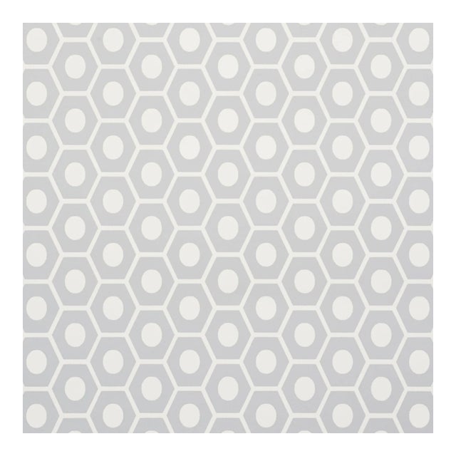 Sample - Schumacher Queen B Wallpaper in Grey For Sale