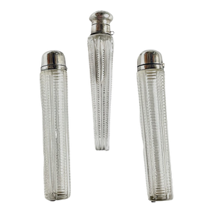 Vintage Art Deco Silver & Crystal Flacons Set