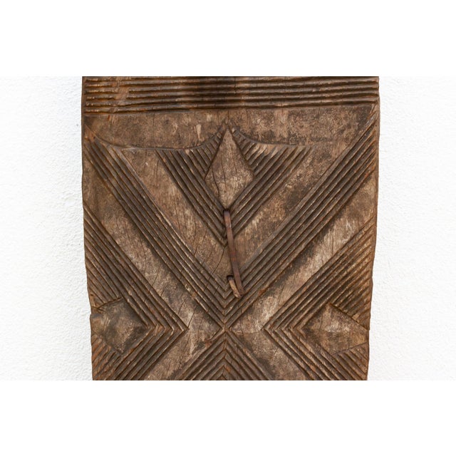 Patinated Antique Carved Geometric Door For Sale - Image 4 of 9