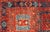 Vintage Turkish Tulu Rug With Bold Red Field and Blue Geometric Motifs For Sale - Image 9 of 12