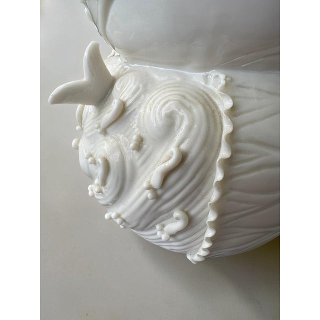 White Vintage Chinese White Porcelain Vase – Fine Bone China - Cabbage Leaf Pattern For Sale - Image 8 of 14