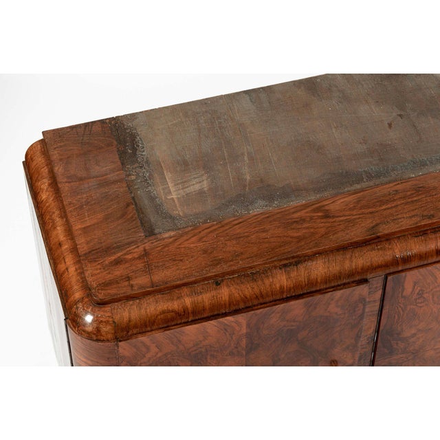 Antique Art Deco Burl Wood China Cabinet or Bar Cabinet With Drop-Down Tabletop 1930s For Sale - Image 18 of 18