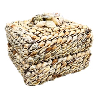 Vintage Coastal Seashell Covered Shell Encrusted Box – Coastal / Tropical For Sale