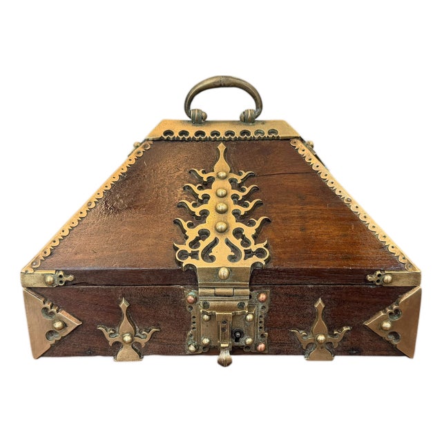 18th Century Brass Mounted and Lacquered “Marriage” Dowry Box. Exquisite For Sale