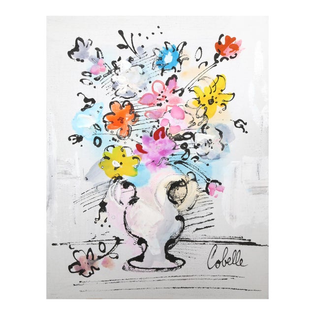 Vase With Flowers (Blue and Yellow), Charles Cobelle For Sale