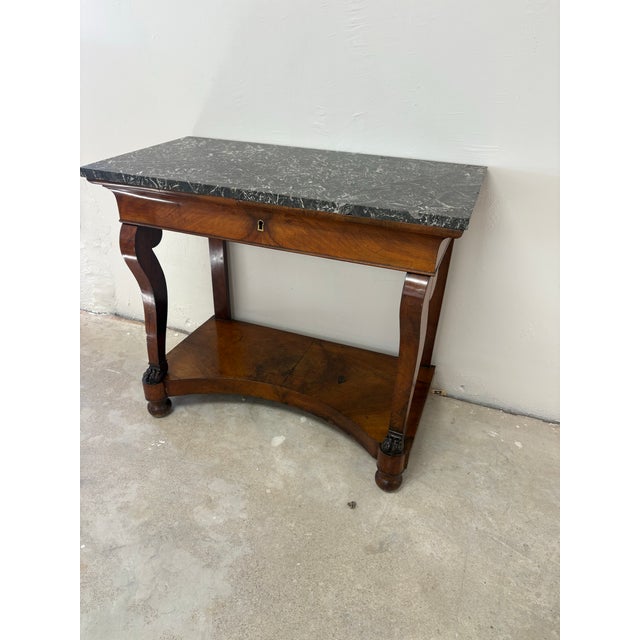French Empire Walnut and Marble Console Table, Circa 1820–1840 For Sale - Image 9 of 12