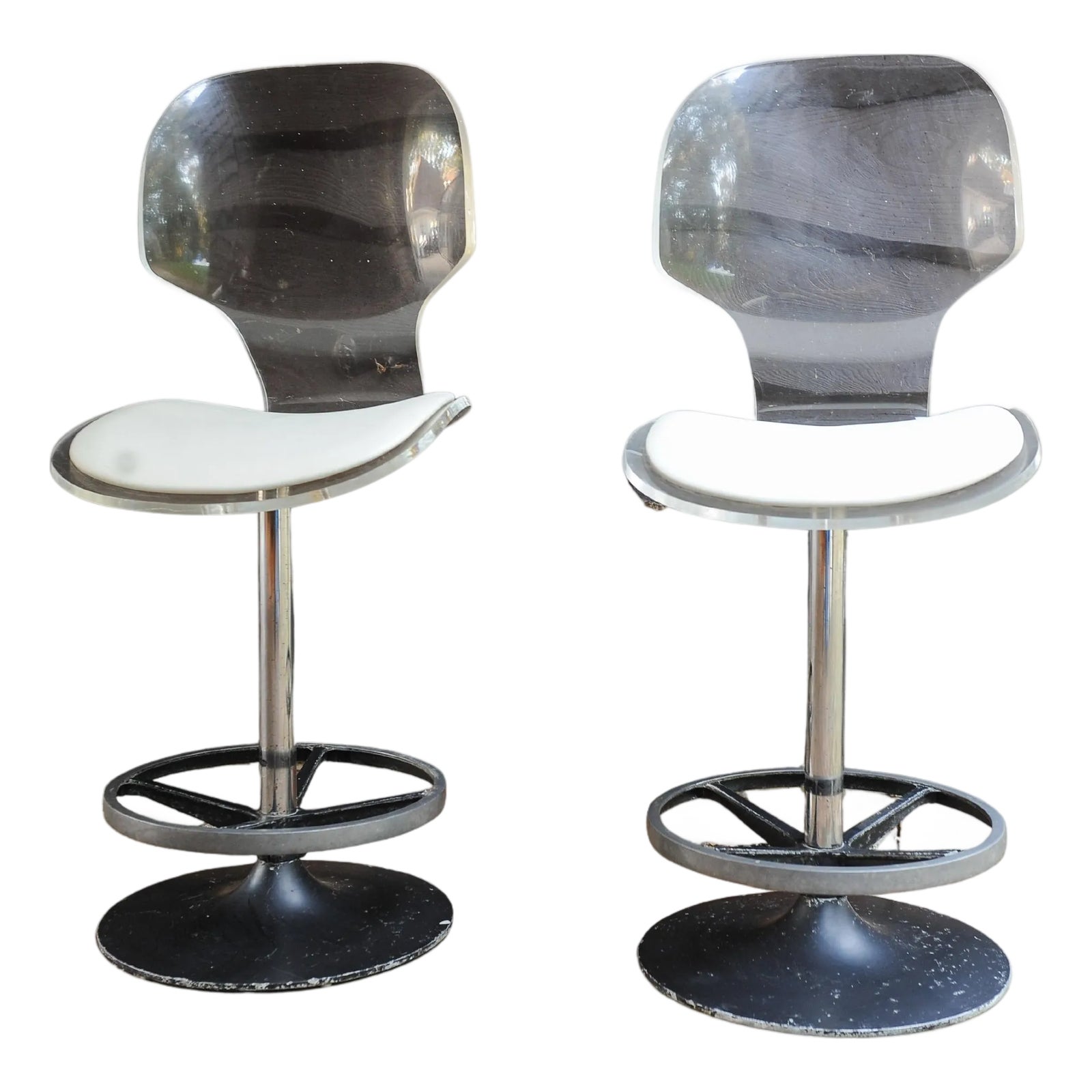 Postmodern Acrylic Glass and Steel Bar Stools from Hill Manufacturing ...