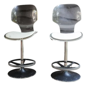 Postmodern Acrylic Glass and Steel Bar Stools from Hill Manufacturing, USA, 1960s, Set of 2