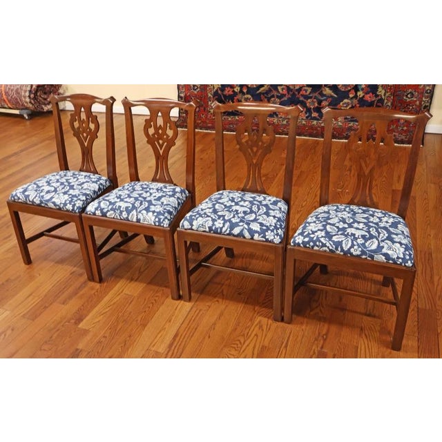 1980s Set of 8 Henkel Harris 101s Solid Mahogany Chippendale Style Dining Chairs For Sale - Image 10 of 17