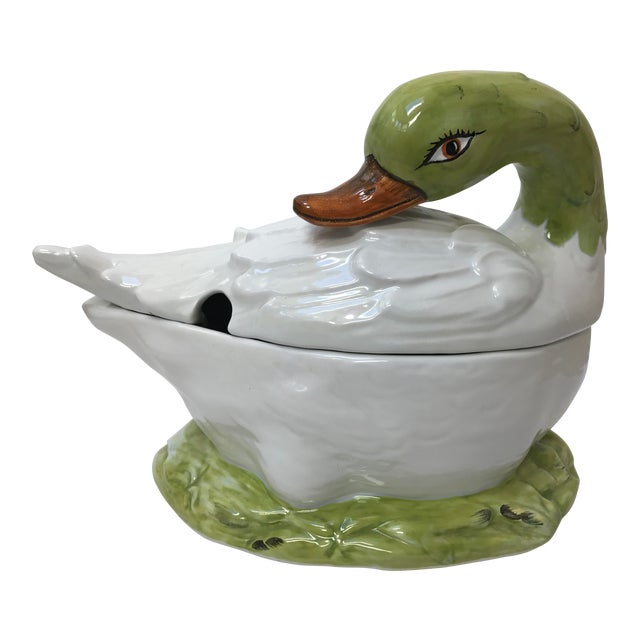 Bassano Italian Hand Painted Duck Soup Tureen Chairish