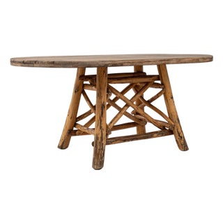 20th Century Belgian Brutalist Wooden Dining Table With Carved Base For Sale
