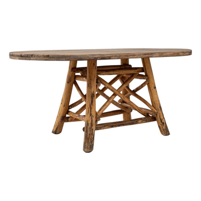 20th Century Belgian Brutalist Wooden Dining Table With Carved Base For Sale