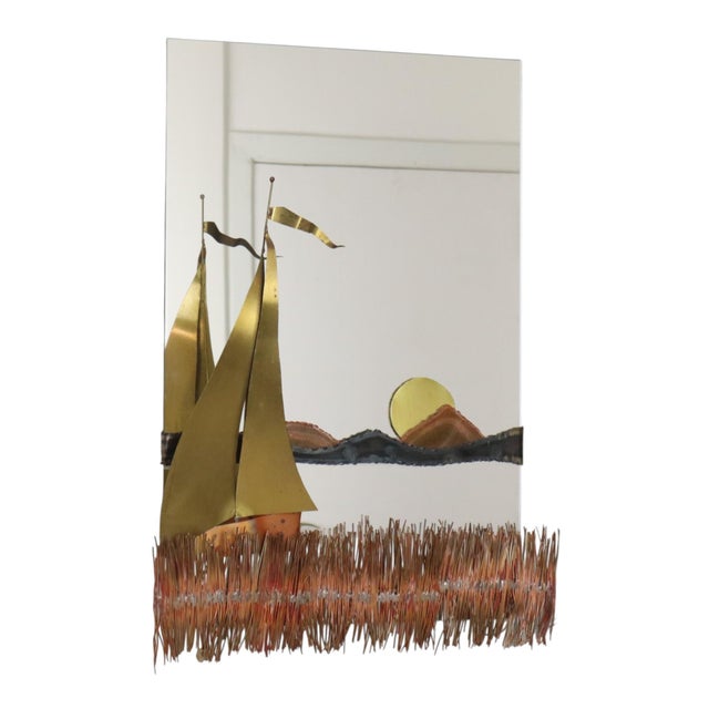 1970s Copper and Brass Boat Mirror by Daniel Dhaeseleer, 1970s For Sale - Image 5 of 18
