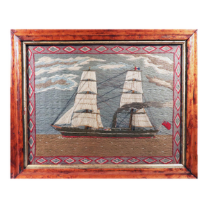 English Sailor's Woolwork of a Merchant Navy Steam-Auxiliary Square-Rigged Brig