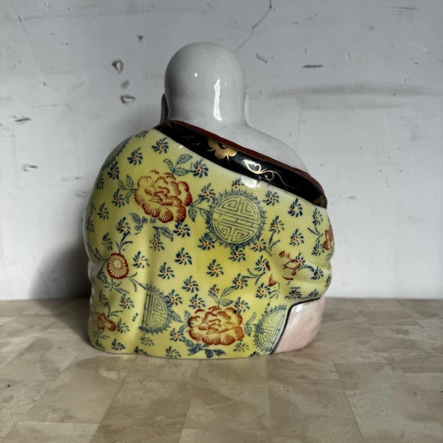 Chinese Chinese Hand Painted Porcelain Happy Buddha Sculpture For Sale - Image 3 of 6