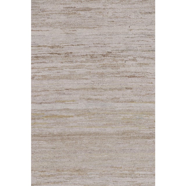 Contemporary Rug & Kilim’s Contemporary Textural Rug in Cream, Gray and Beige With Striae For Sale - Image 3 of 7
