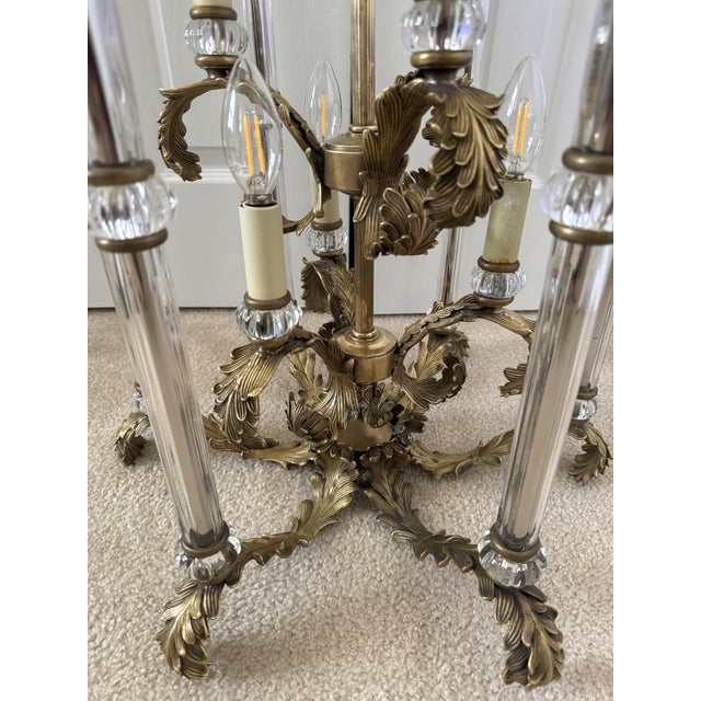Vintage French Louis XVI Gilded Brass & Crystal Luminaire/Chandelier For Sale - Image 10 of 18
