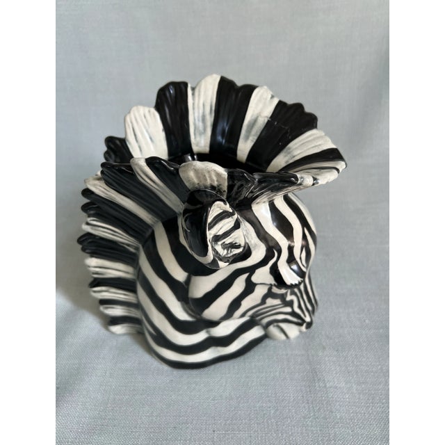Vintage Ceramic Black and White Zebra Vase For Sale - Image 4 of 12