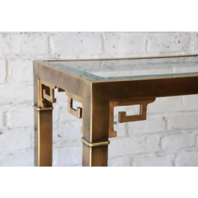 Mastercraft Brass and Glass Console Table, Greek Key Motif For Sale In Tampa - Image 6 of 9