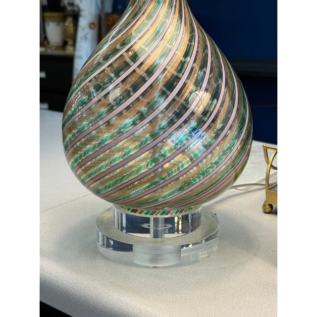 Glass 1970s Pair of Dino Martens Murano Glass Lamps For Sale - Image 7 of 9