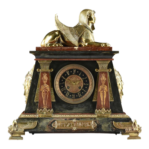 Egyptian Revival Mantle Clock Retailed by Tiffany & Company