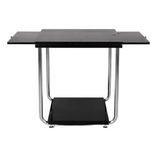 Italian Art Deco Cart in Black Wood, Glass and Steel, 1930s For Sale