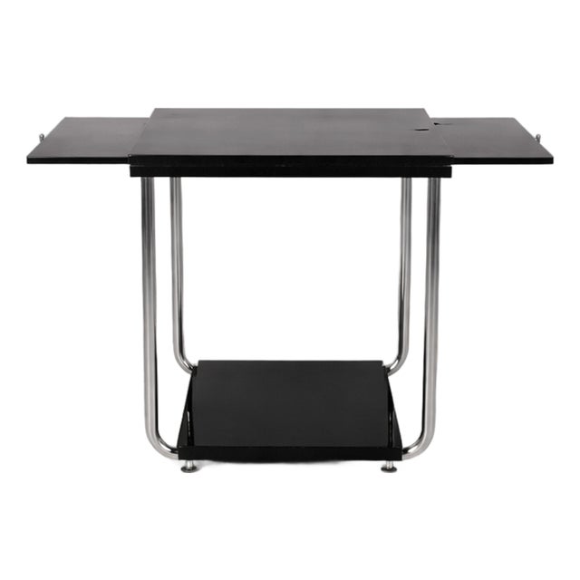 Italian Art Deco Cart in Black Wood, Glass and Steel, 1930s For Sale