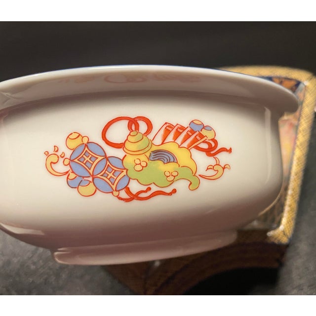 1980s Asian Porcelain Appetizer Serving Set on Stand For Sale - Image 5 of 12