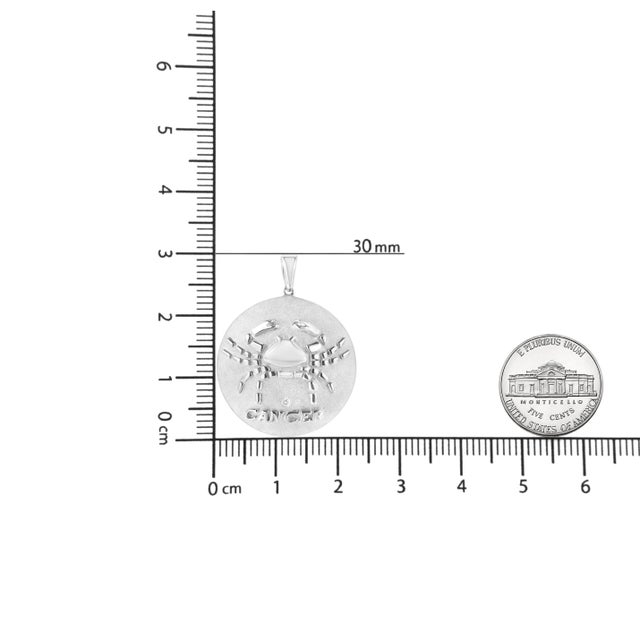 .925 Sterling Silver Diamond Accent Cancer Zodiac Design 18" Pendant Necklace Medallion For Sale In New York - Image 6 of 6