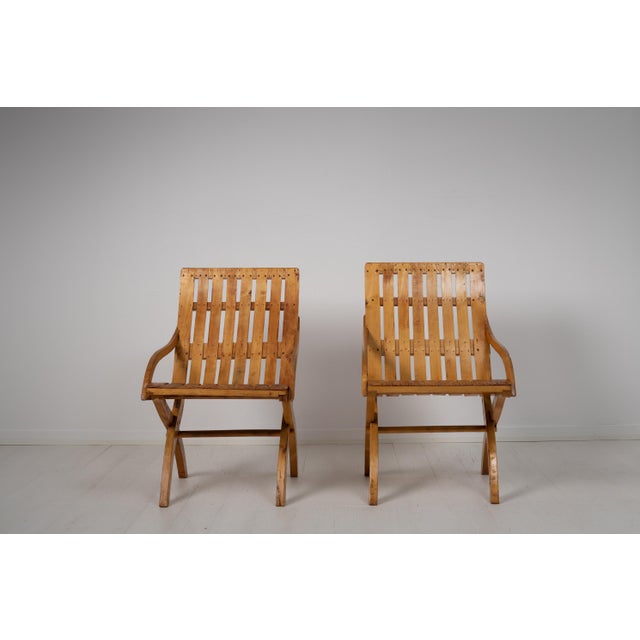 Set of 20th Century Swedish Grace Bare Wood Armchairs For Sale - Image 4 of 12