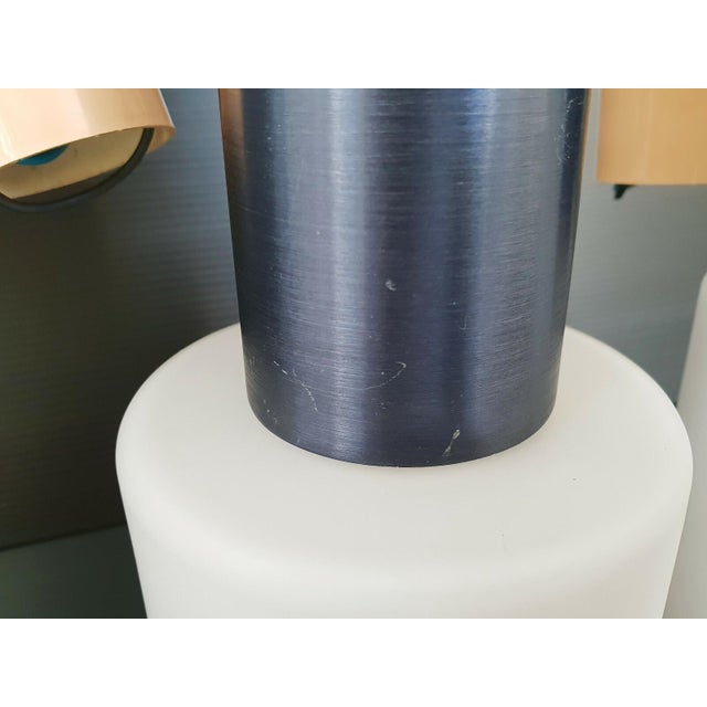 Lita Pendants in Opaline Glass and Midnight Blue Steel, 1960s, Set of 3 For Sale - Image 6 of 8