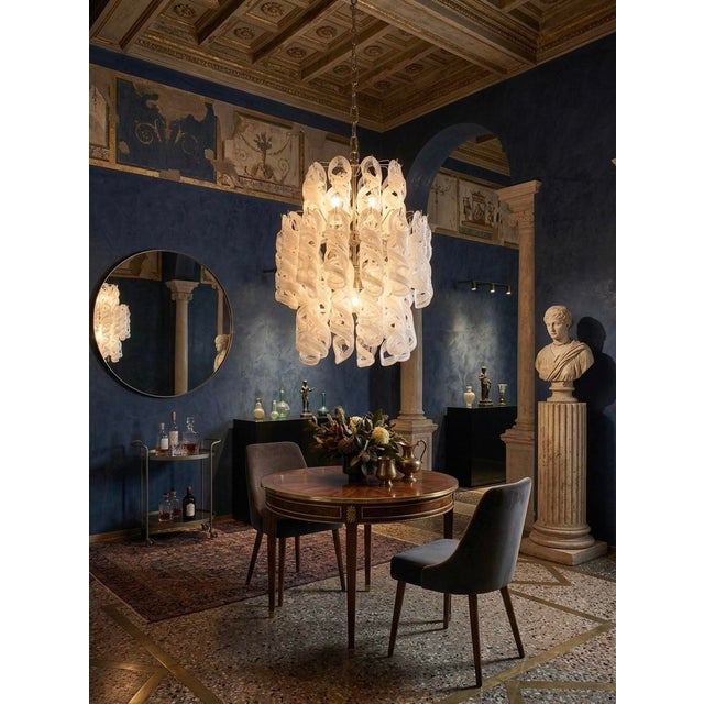 Metal 1970s Murano Glass Torchon Waterfall Chandelier, 7 Lights, Attributed to Vistosi For Sale - Image 7 of 7
