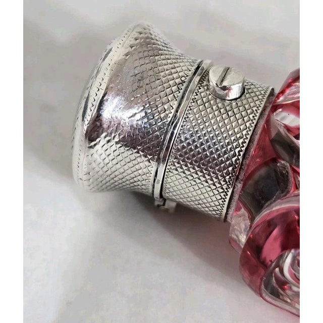 Antique Victorian Bohemian Cut Glass Vanity Scent Bottle with Silver Mount For Sale - Image 6 of 18