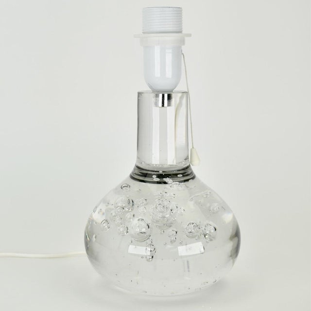 Transparent 1975 Floris Meydam for Royal Leerdam Solid Crystal Table Lamp Bubbles For Sale - Image 8 of 10