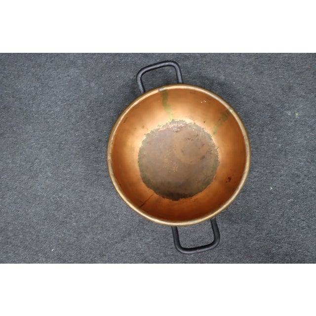 Antique Dovetailed Copper Mixing Bowl With Hand-Forged Iron Handles For Sale - Image 9 of 10
