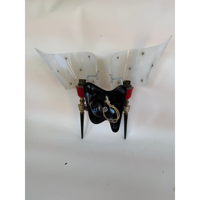 1950s Pair of 1950's Pierre Guariche French Wall Sconces + Spare Parts Mid Century For Sale - Image 5 of 8
