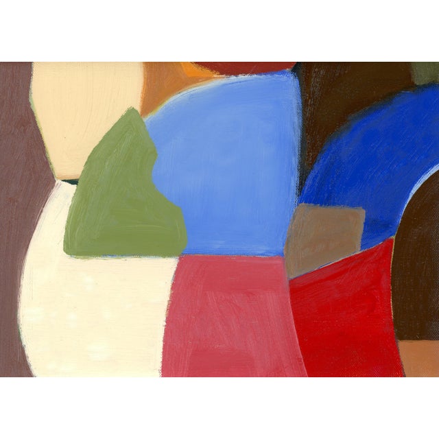 Mid-Century Modern Tranquil Geometry, Contemporary Abstract Oil Painting, Framed For Sale - Image 3 of 11