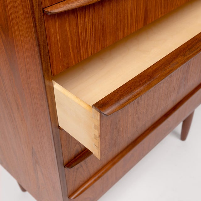 Wood Vintage Danish Mid-Century Six-Drawer Teak Tallboy Dresser 1960s For Sale - Image 7 of 8