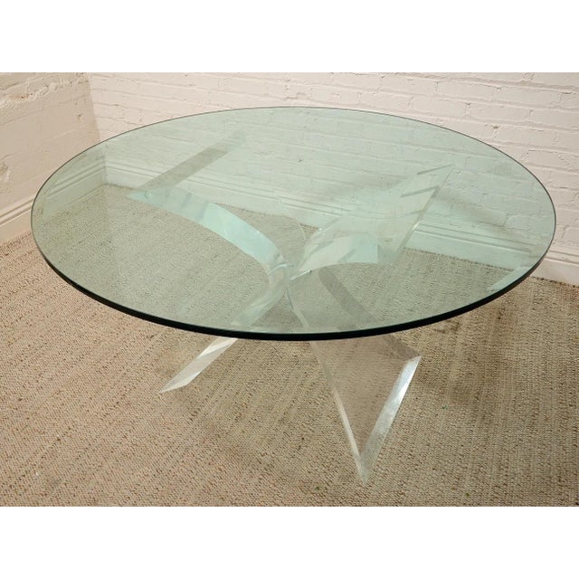Mid 20th Century Vintage Lucite Sculptural Dining Table With Glass Top For Sale - Image 5 of 11