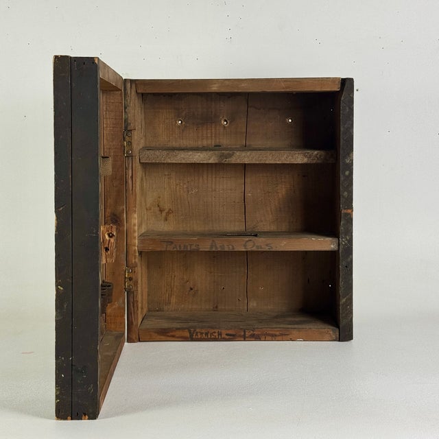 Epic 19th Century Painters Wooden Cupboard Box With Hand Painted Label and Construction For Sale - Image 10 of 17