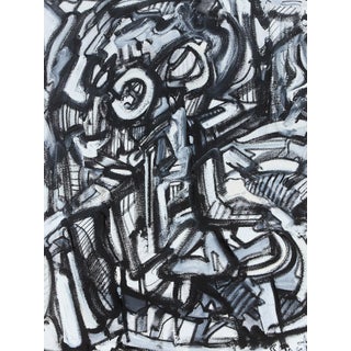 Late 20th Century Black and White Acrylic Abstract by Shant Beudjekian For Sale