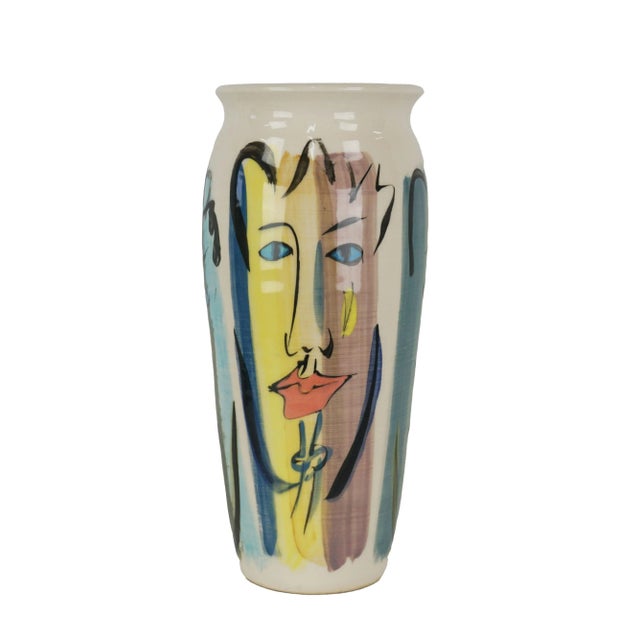 Abstract Vintage 1990s Three Faces Vase by Karen Waterman For Sale - Image 3 of 6
