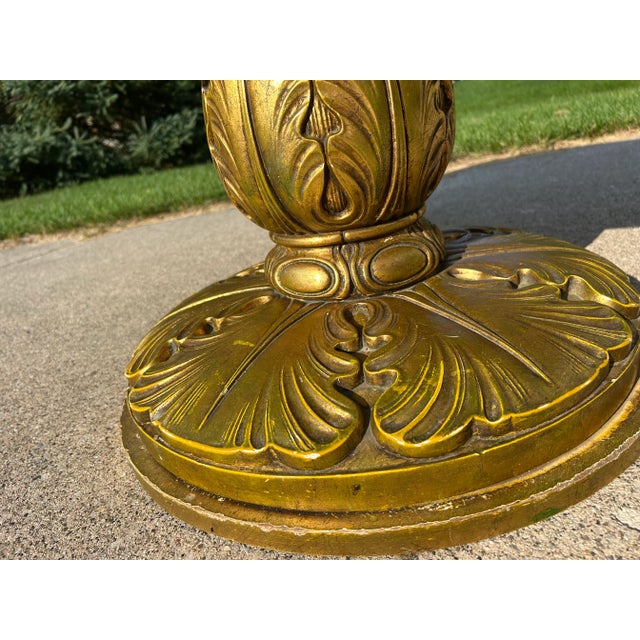 Ivory 1960s Conmar Italian Hollywood Regency Coffee Table With Carrara Marble Top | Hand-Carved Giltwood Acanthus Pedestal | Made in Italy For Sale - Image 8 of 15