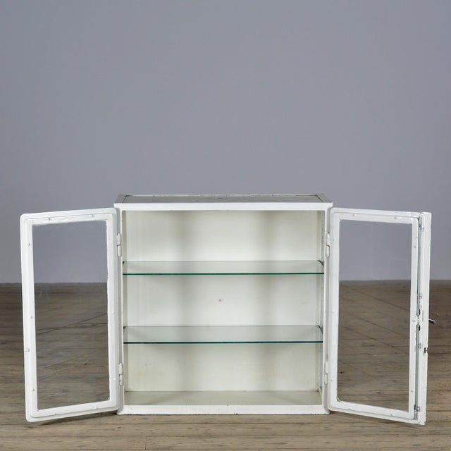 1930s Vintage Glass and Metal Display Cabinet, 1930 For Sale - Image 5 of 13