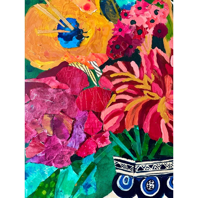 Abstract Carolyn Shultz | Original Abstract Floral Still Life | Postcards From Morocco Series | Saffron For Sale - Image 3 of 5