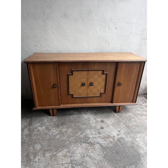 Art Deco Oak Sideboard with Geometric Doors, 1940s For Sale - Image 10 of 10
